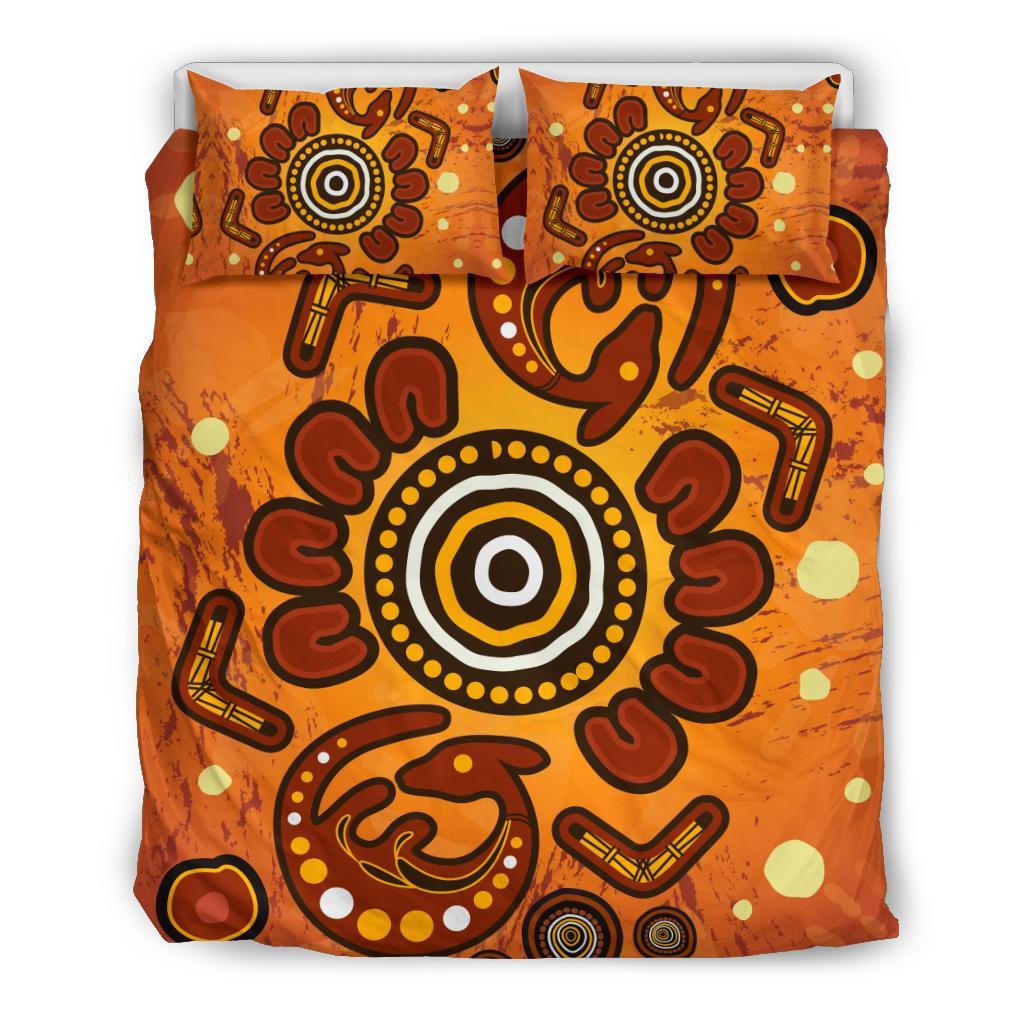 Aboriginal Bedding Set - Baby Kangaroo And Dot Painting Patterns