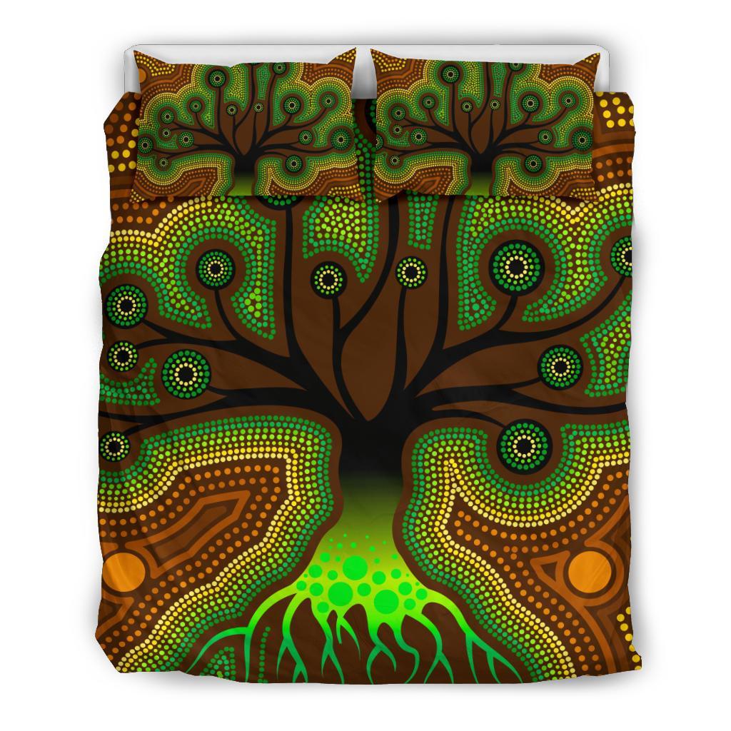 Aboriginal Bedding Set - Tree Dot Painting Art