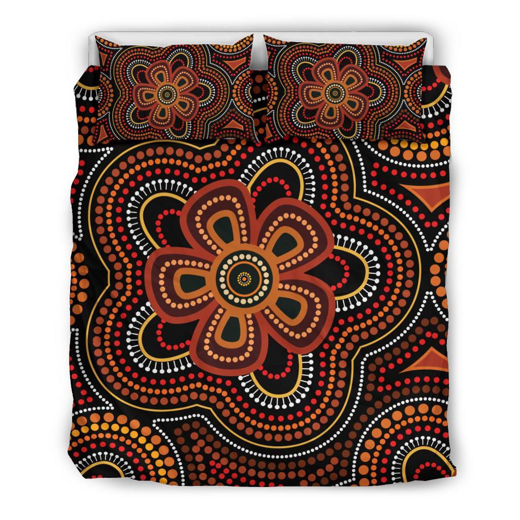 ABoriginal Bedding Set - Aboriginal Dot Painting Flowers Style Ver02