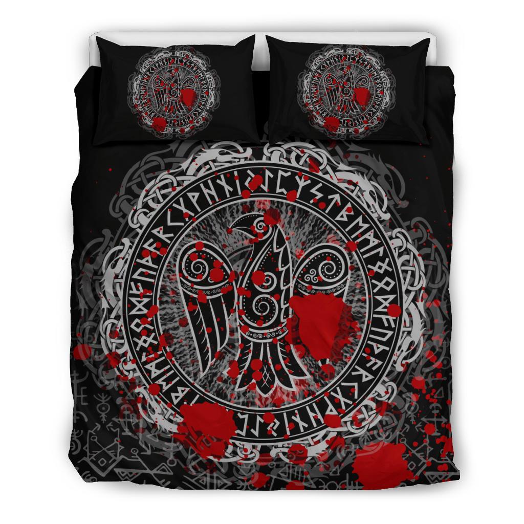 Viking Bedding Set Raven Celtic Tattoo Blood