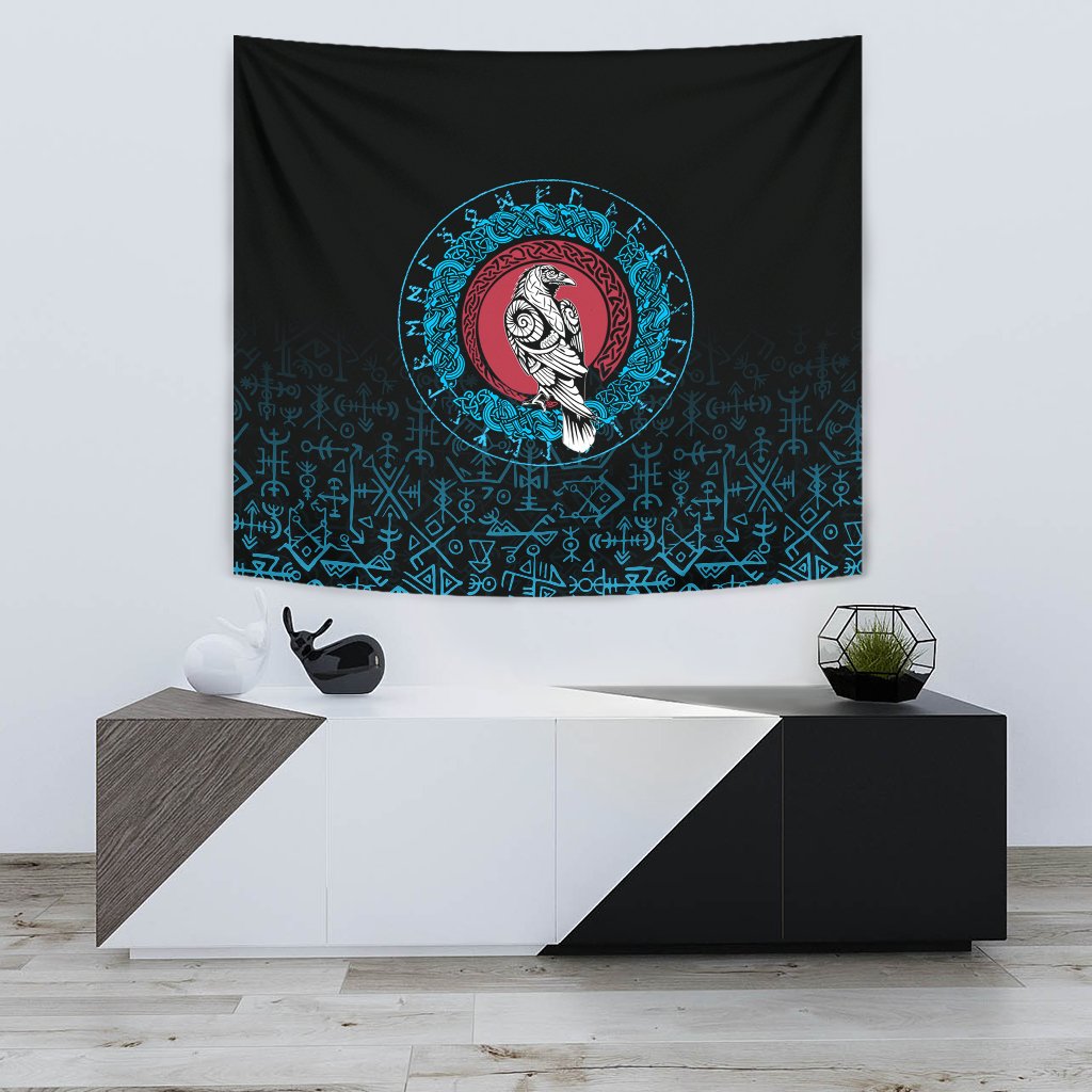 Viking Tapestry Raven Celtic Cyan