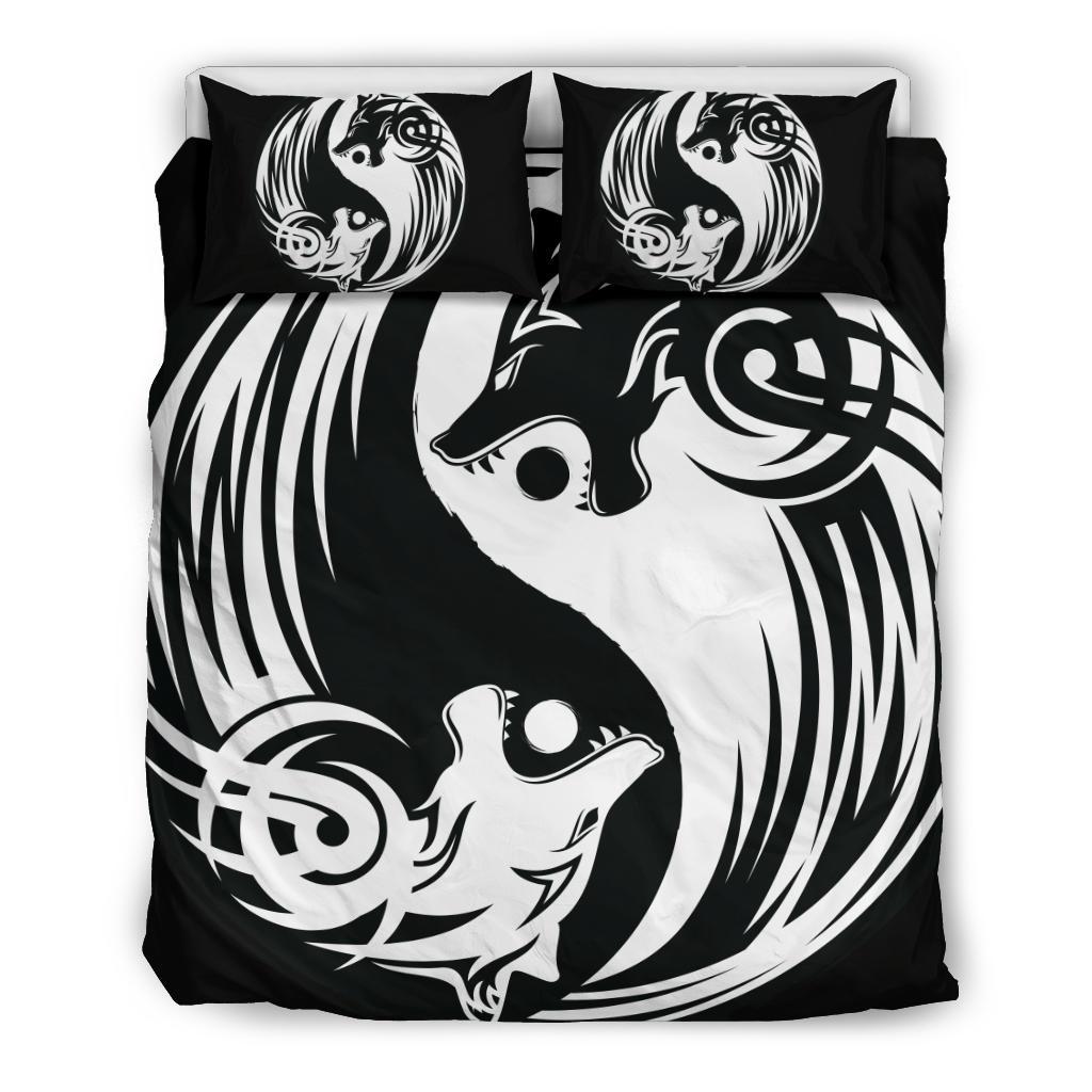 Viking Bedding Set Ying Yang Wolf