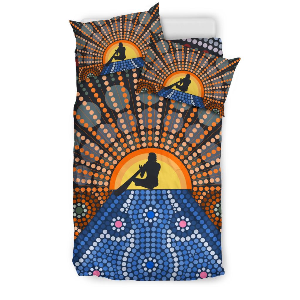 Aboriginal Bedding Set - Didgeridoo Australia Sun Dot Painting