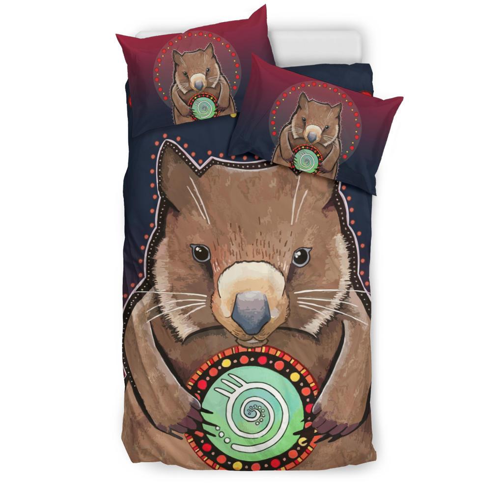 Aboriginal Bedding Set - Wombat Circle Patterns Drawing Painting