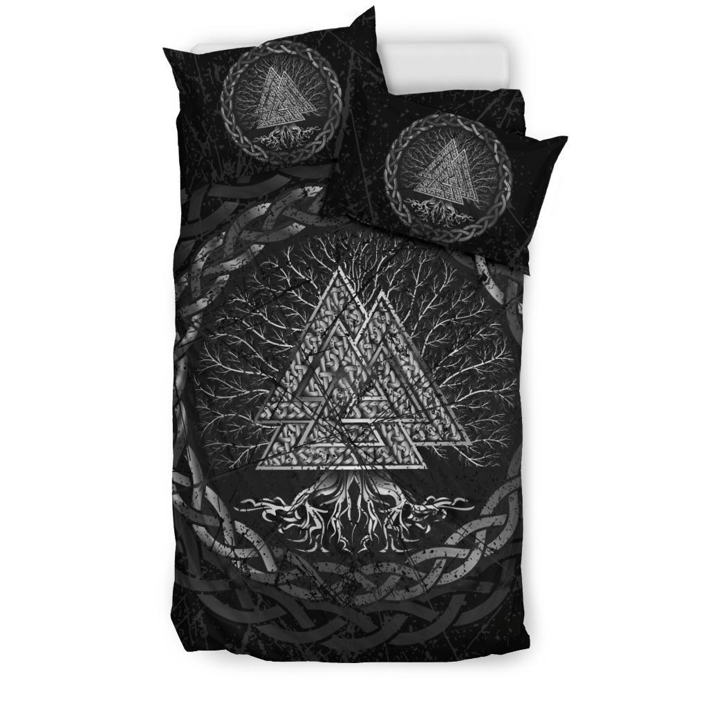 Viking Bedding Set Celtic And Valknut and Tree of Life Yggrdrasil Ver03