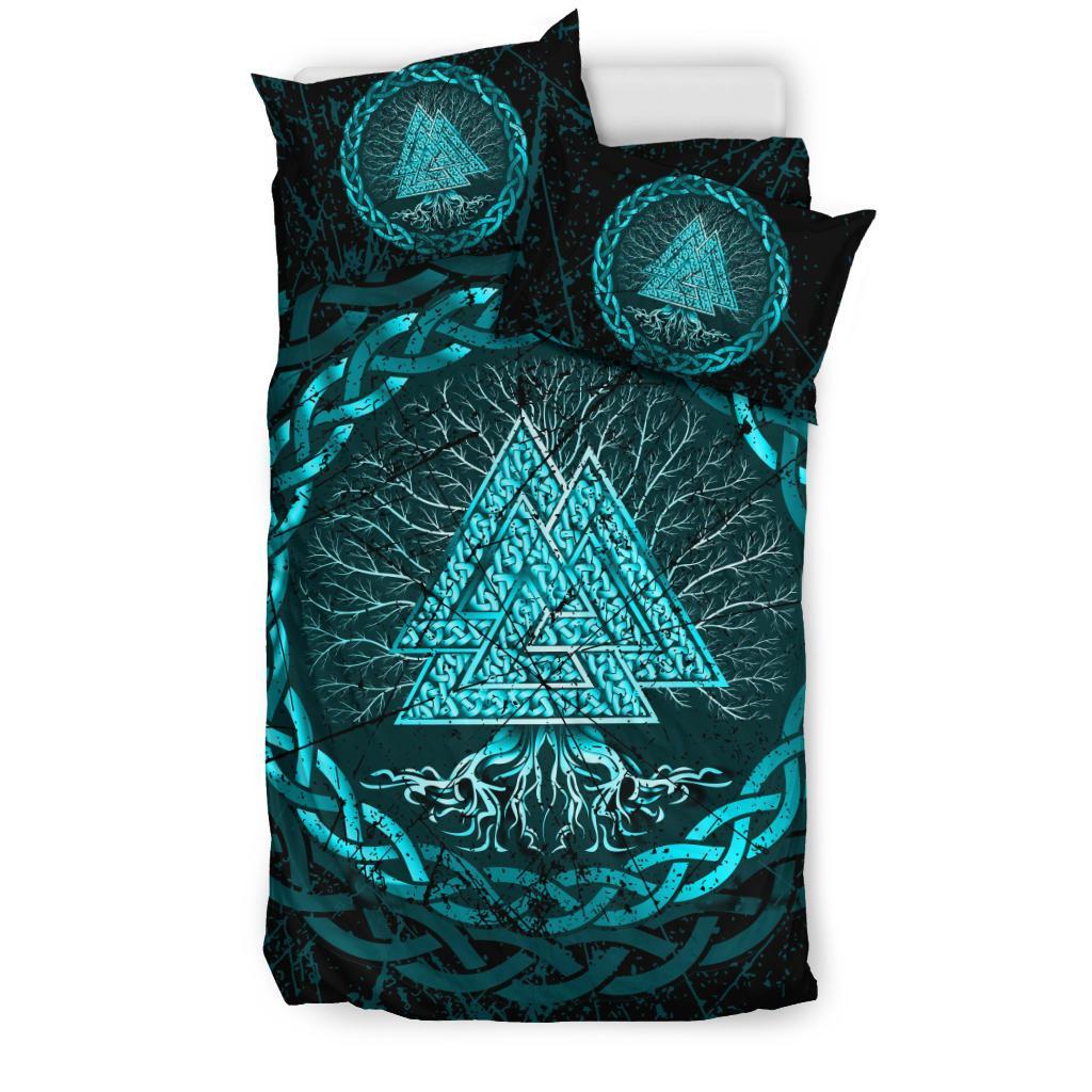 Viking Bedding Set Celtic And Valknut and Tree of Life Yggrdrasil Ver01