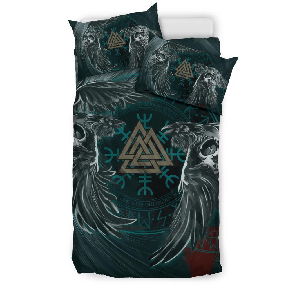 Viking Bedding Set Ravens Skull Tattoo Ver01