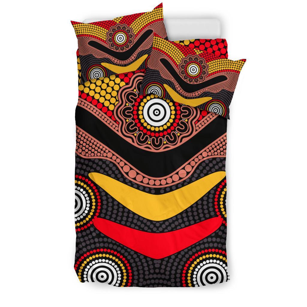 Australia Aboriginal Bedding Set - Boomerang Dot Painting Flowers Patterns