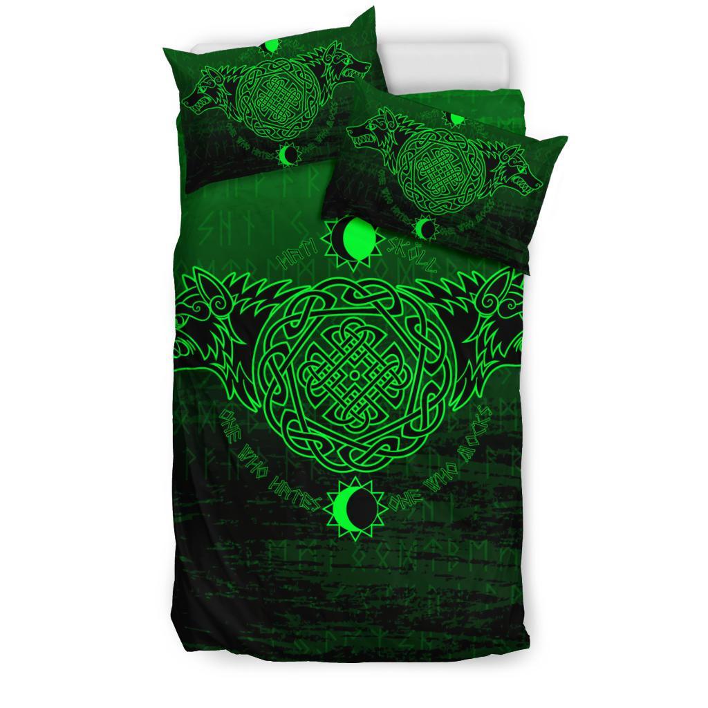 Viking Bedding Set Skoll And Hati Green