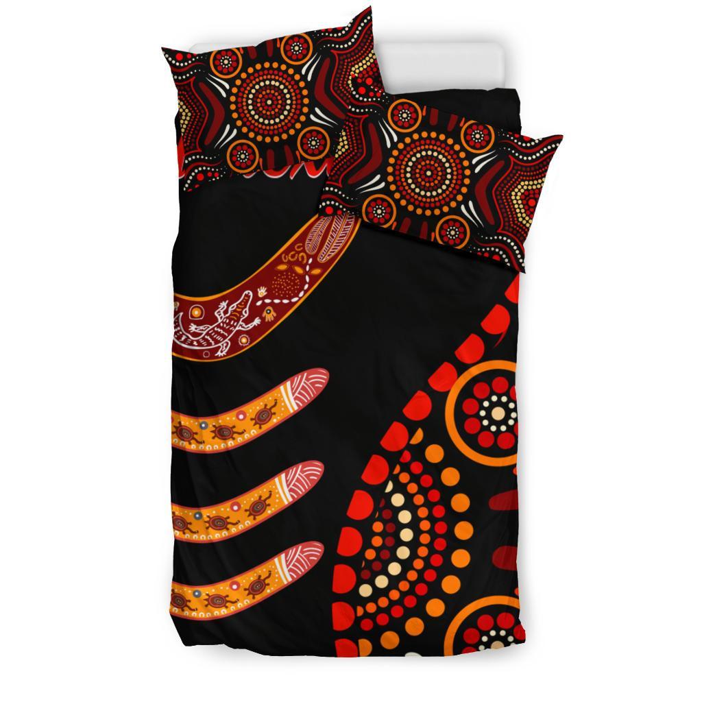 Aboriginal Personalised Bedding Set - Aboriginal Boomerangs With Dot Painting Pattern