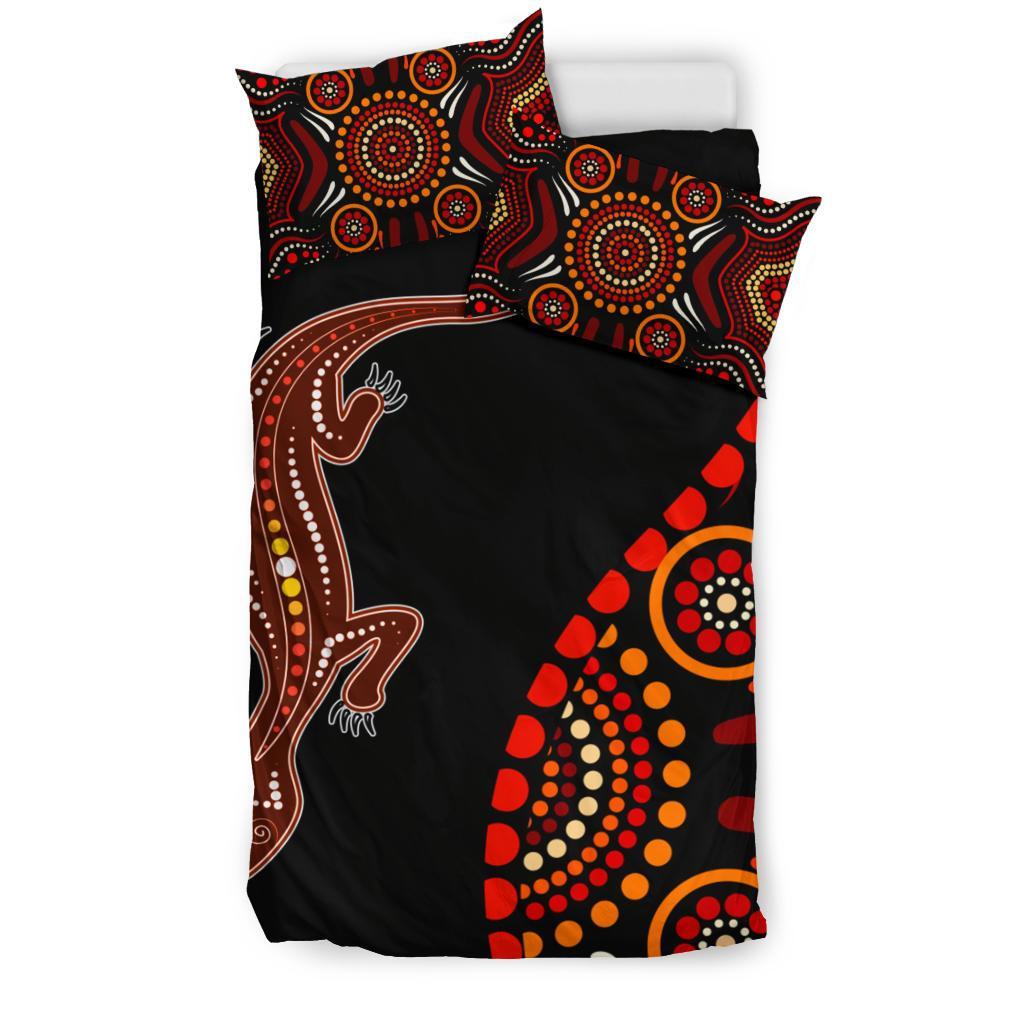 Aboriginal Bedding Set- Aboriginal Lizard With Dot Painting Patterns