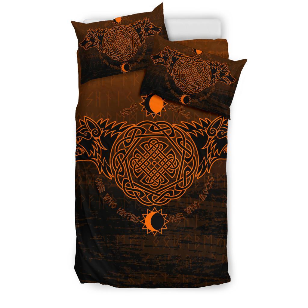 Viking Bedding Set Skoll And Hati Orange