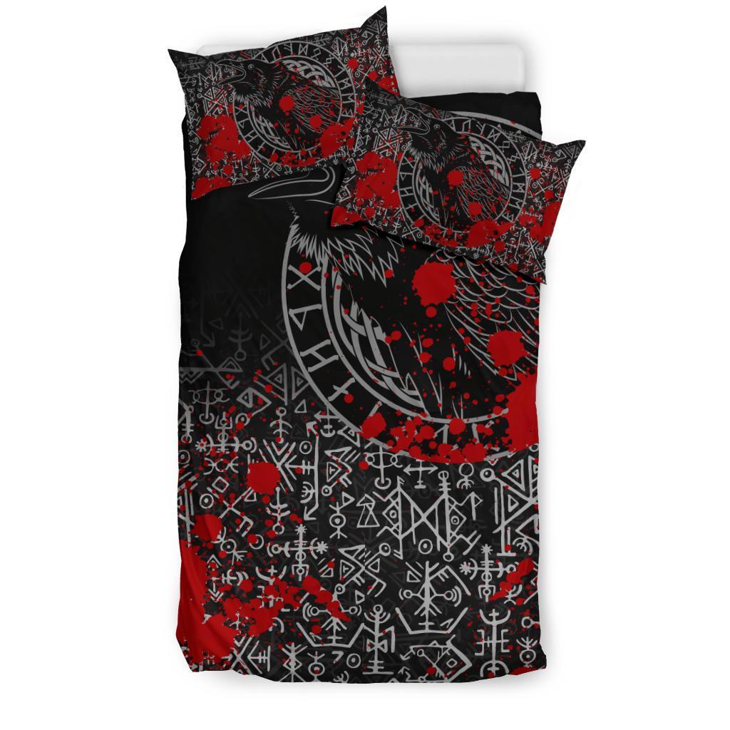 Viking Bedding Set Odin Raven Rune Futhark Blood