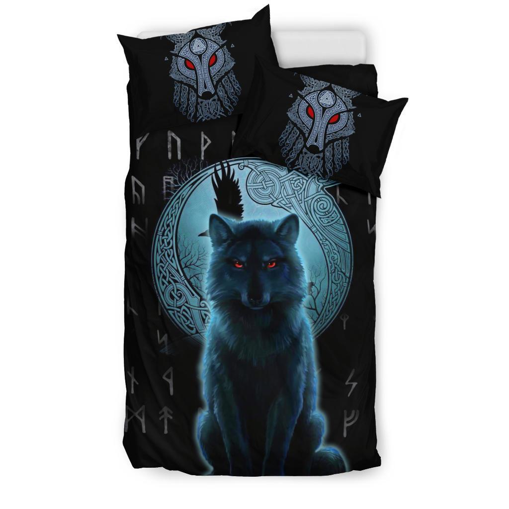 Viking Bedding Set Fenrir Viking Wolf And Moon