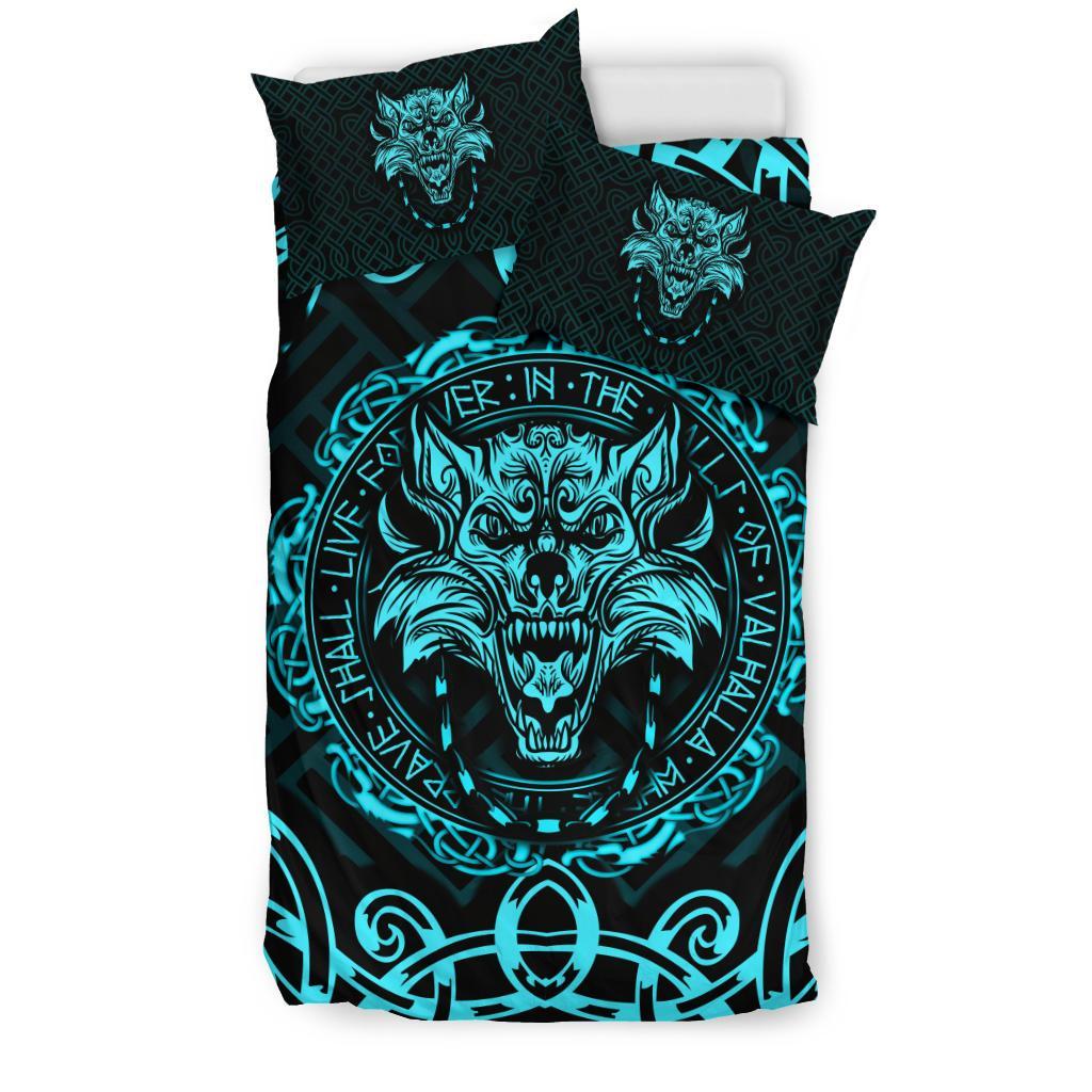 Viking Bedding Set Fenrir Viking Cyan 3D