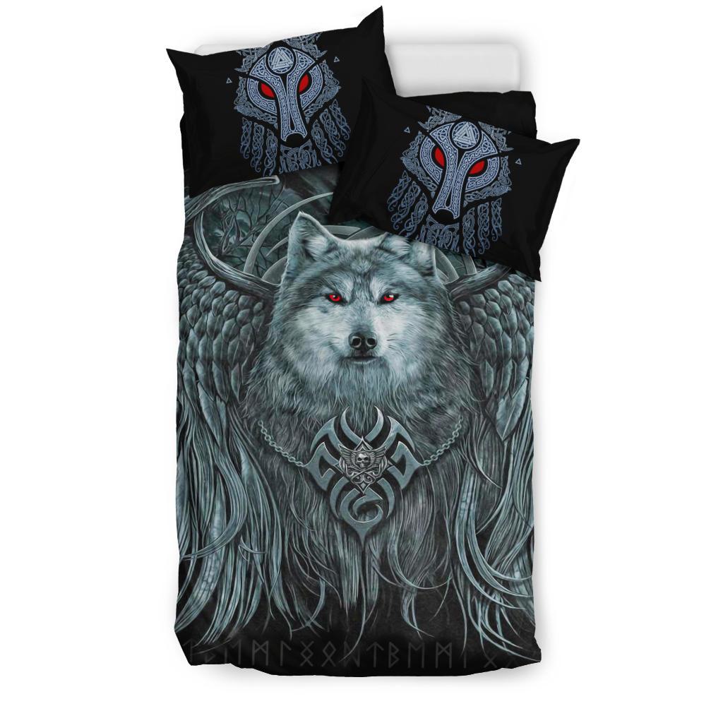 Viking Bedding Set Spiral Wolf Spirit