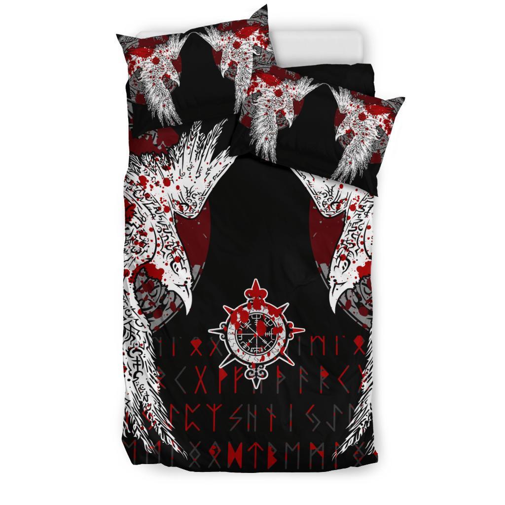 Viking Bedding Set Mystical Raven Tattoo Blood Style