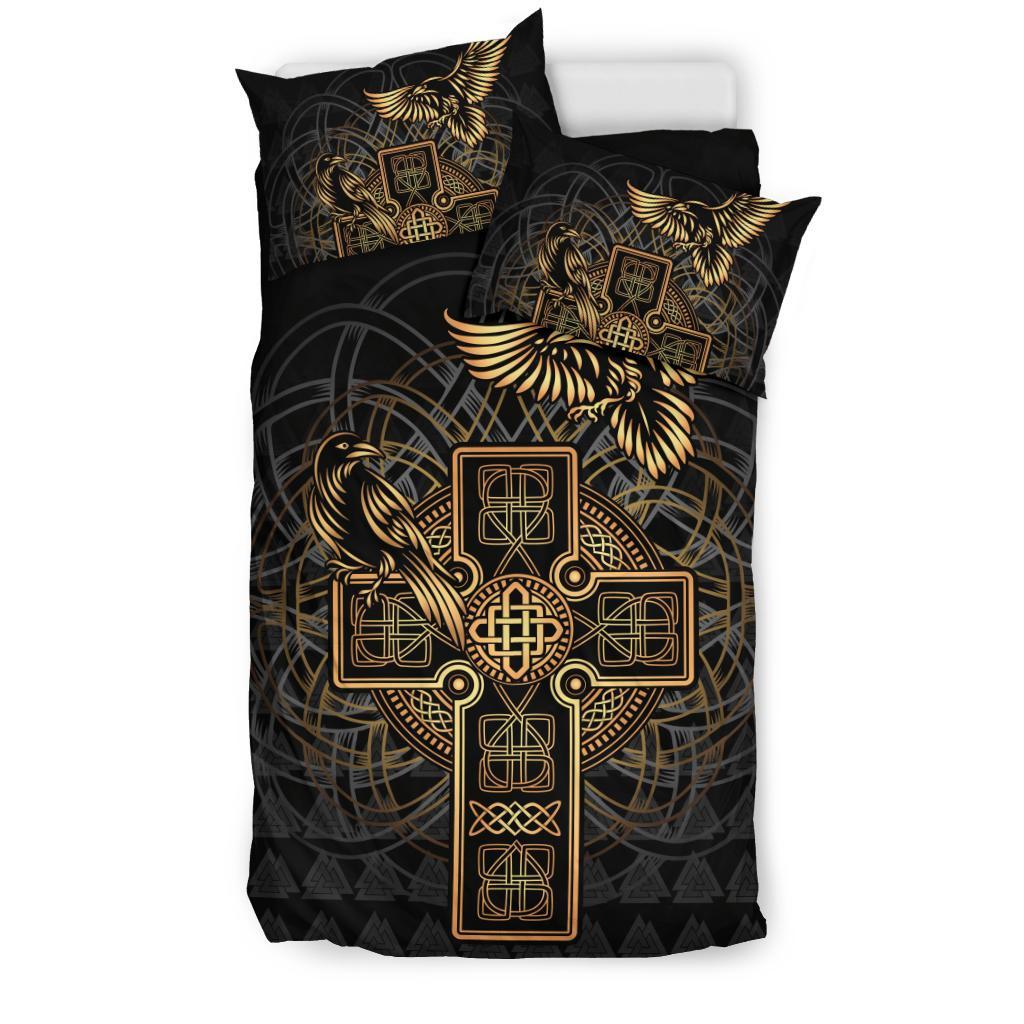 Viking Bedding Set Odin's Celtic Raven Tattoo