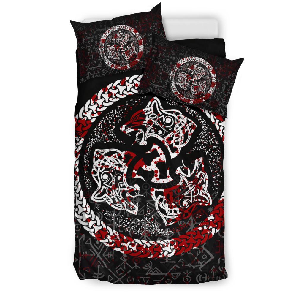 Viking Bedding Set Fierce Blood Wolf Symbol Of A Viking Nordic