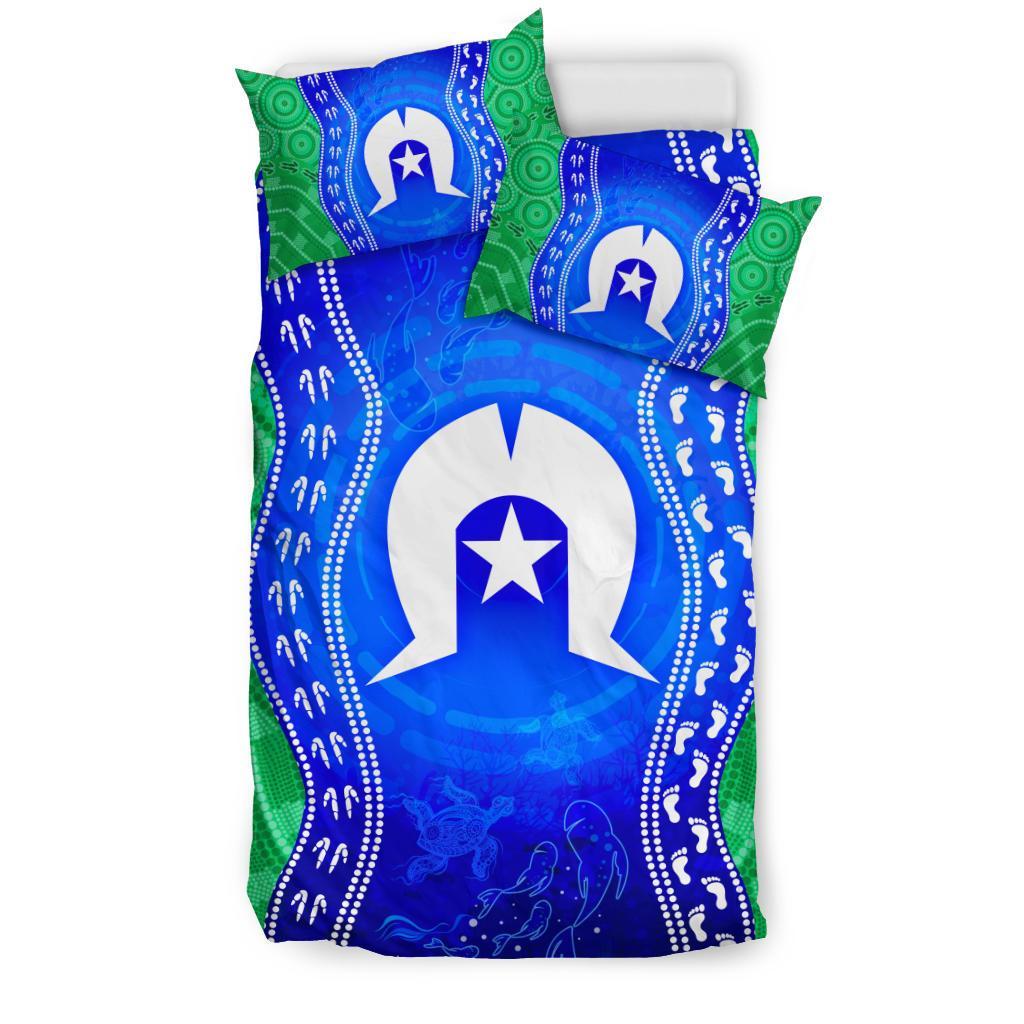 Torres Strait Islanders Bedding Set - Torres Symbol With Aboriginal Patterns