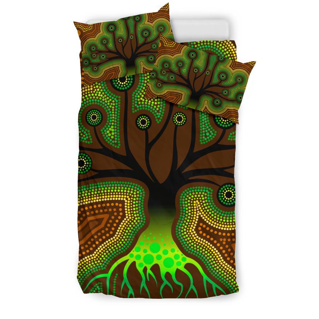 Aboriginal Bedding Set - Tree Dot Painting Art