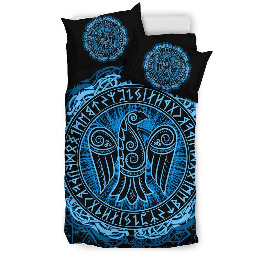 Viking Bedding Set Raven Celtic Cyan