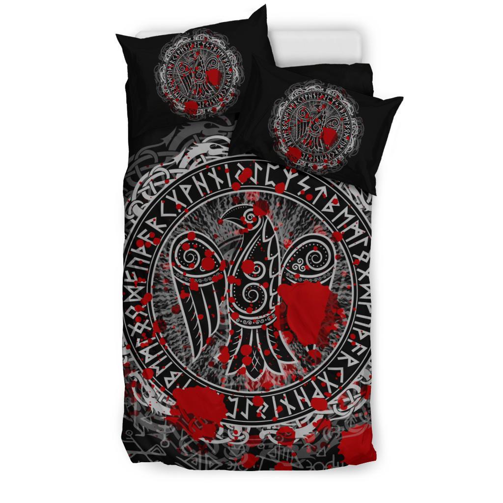 Viking Bedding Set Raven Celtic Tattoo Blood