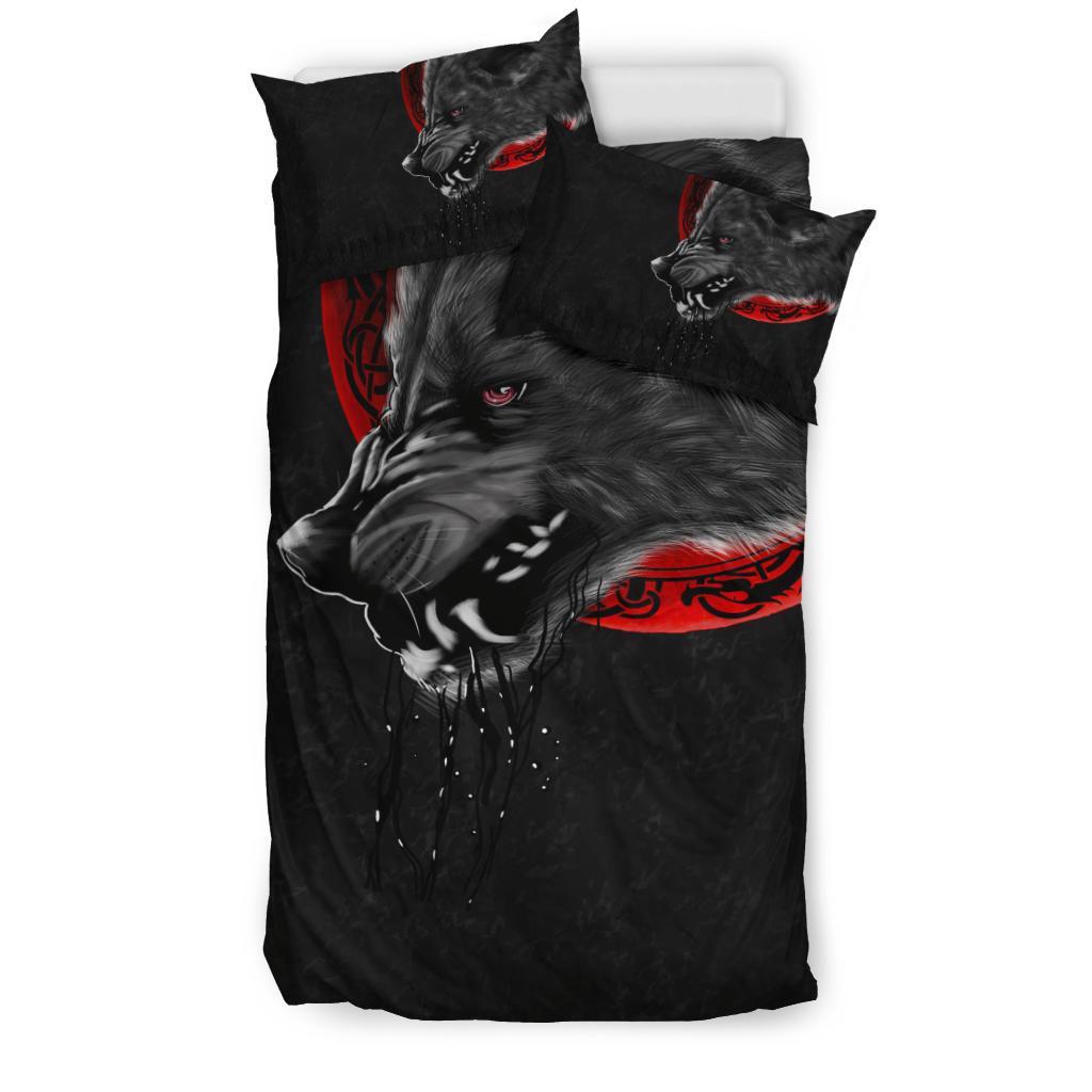 Viking Bedding Set Wolf And Blood Moon