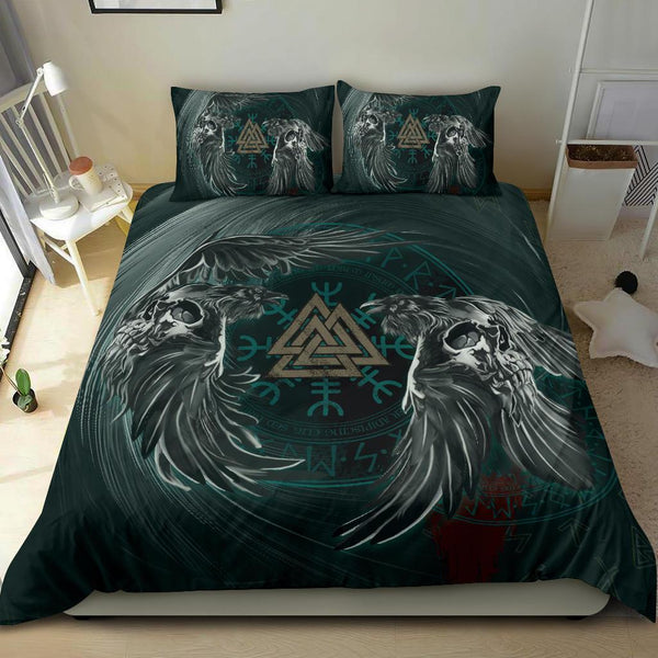 Viking Bedding Set Ravens Skull Tattoo Ver01