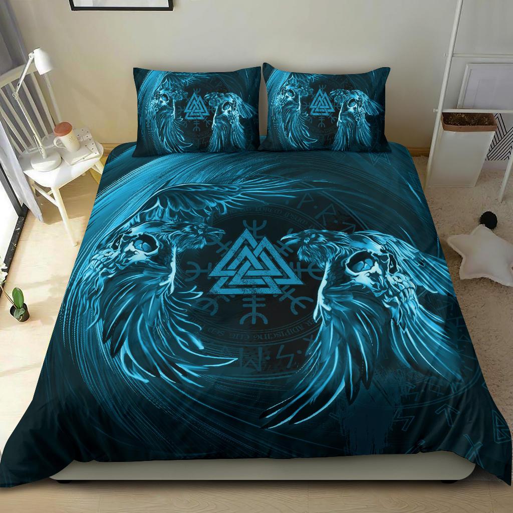 Viking Bedding Set Ravens Skull Tattoo Ver02