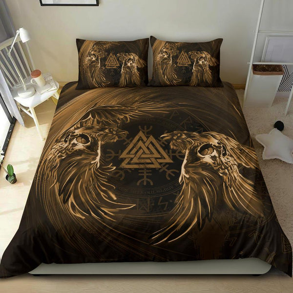 Viking Bedding Set Ravens Skull Tattoo Ver03