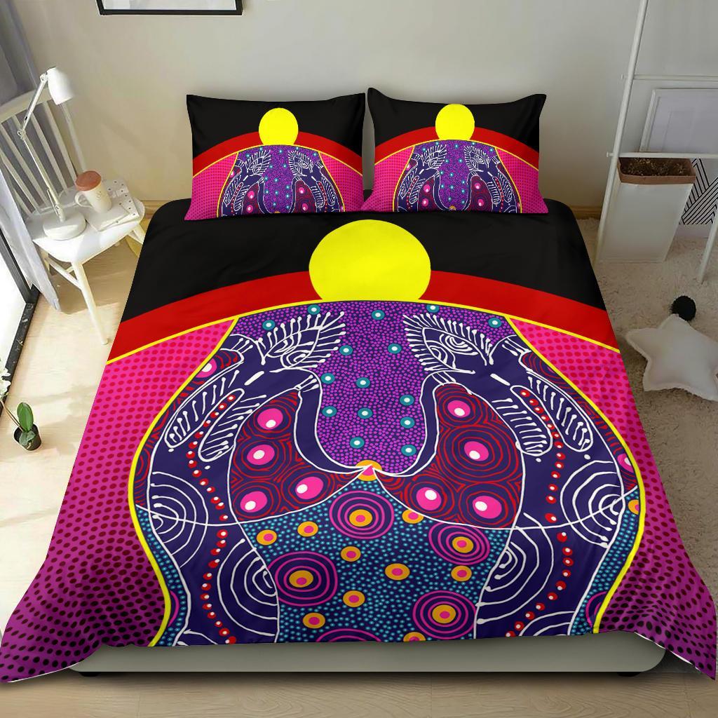 Bedding Set - Aboriginal Sublimation Dot Pattern Style (Violet)
