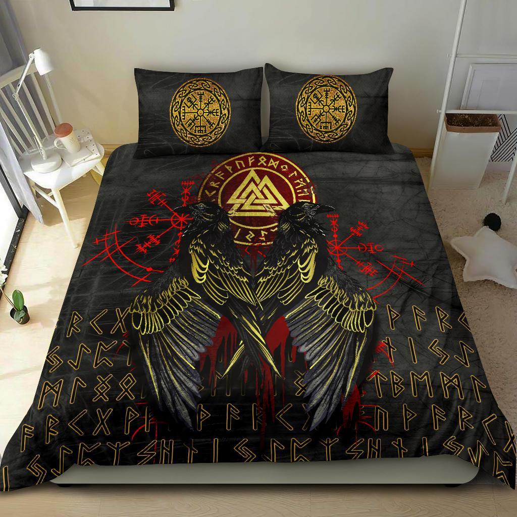 Viking Bedding Set Vikings Valknut and Ravens Tattoo