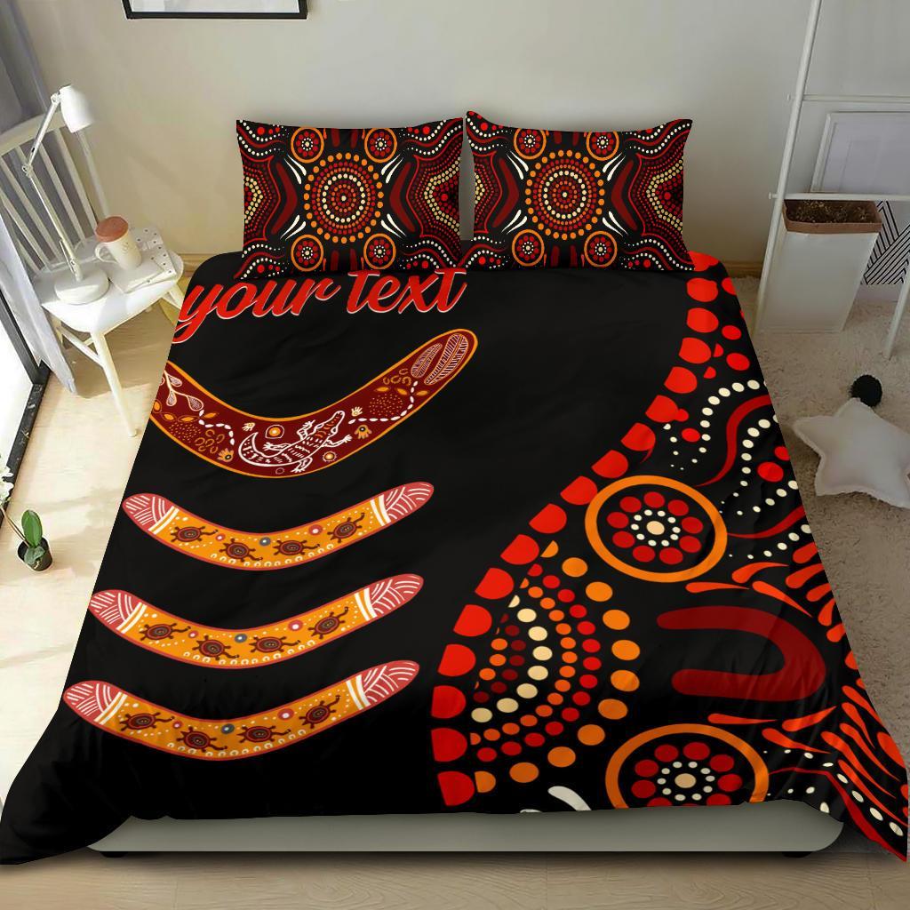 Aboriginal Personalised Bedding Set - Aboriginal Boomerangs With Dot Painting Pattern