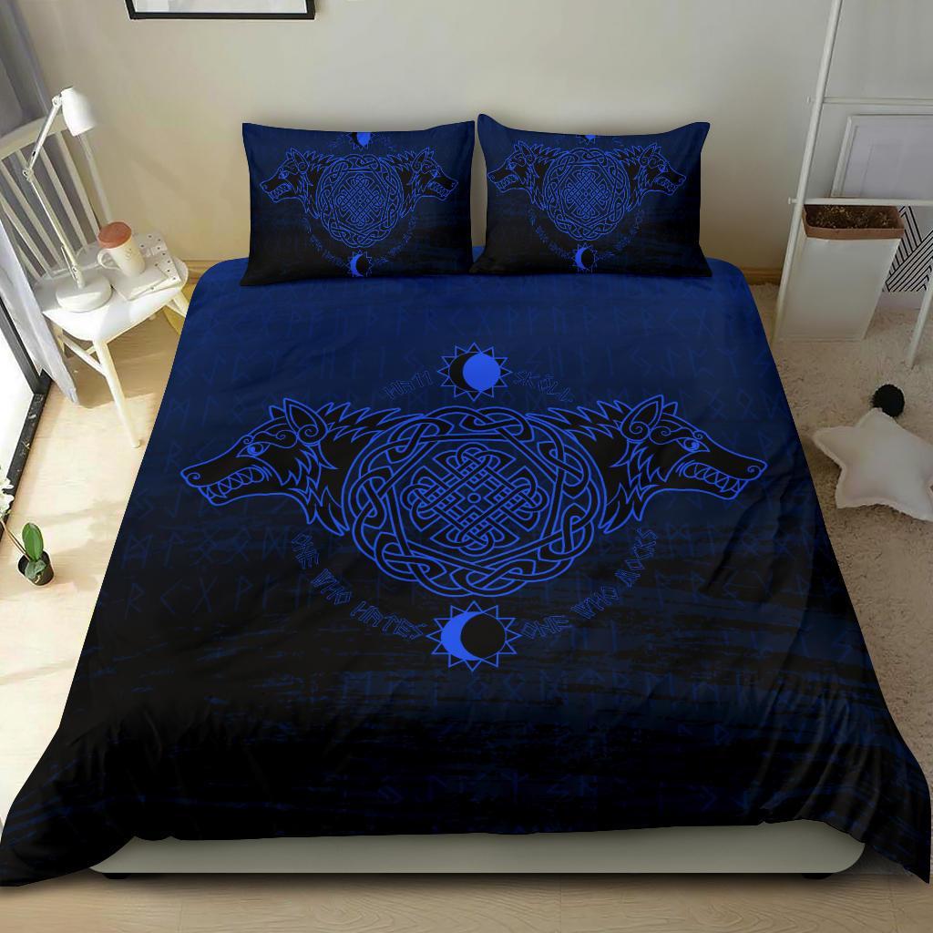 Viking Bedding Set Skoll And Hati Blue