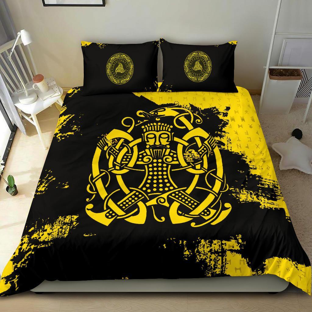 Viking Bedding Set Loki Bound Triskele Rune Gold