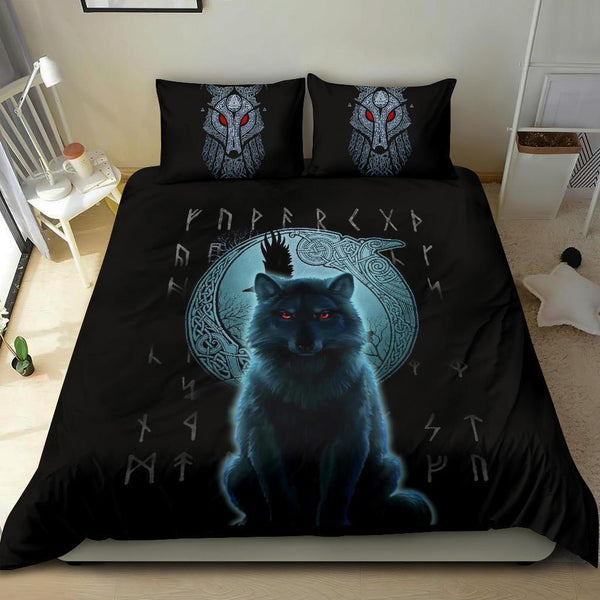 Viking Bedding Set Fenrir Viking Wolf And Moon