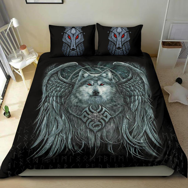 Viking Bedding Set Spiral Wolf Spirit