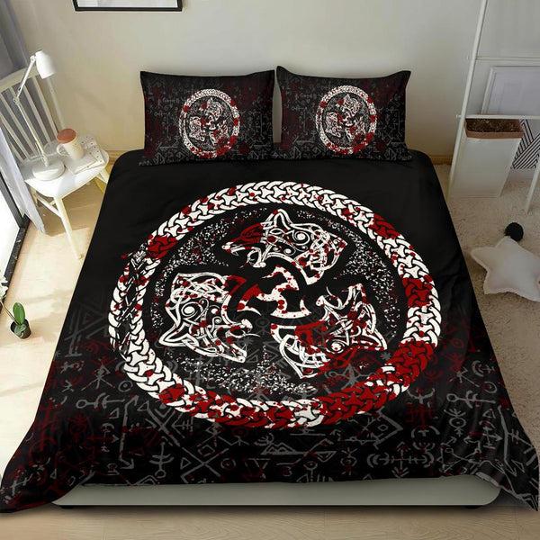 Viking Bedding Set Fierce Blood Wolf Symbol Of A Viking Nordic