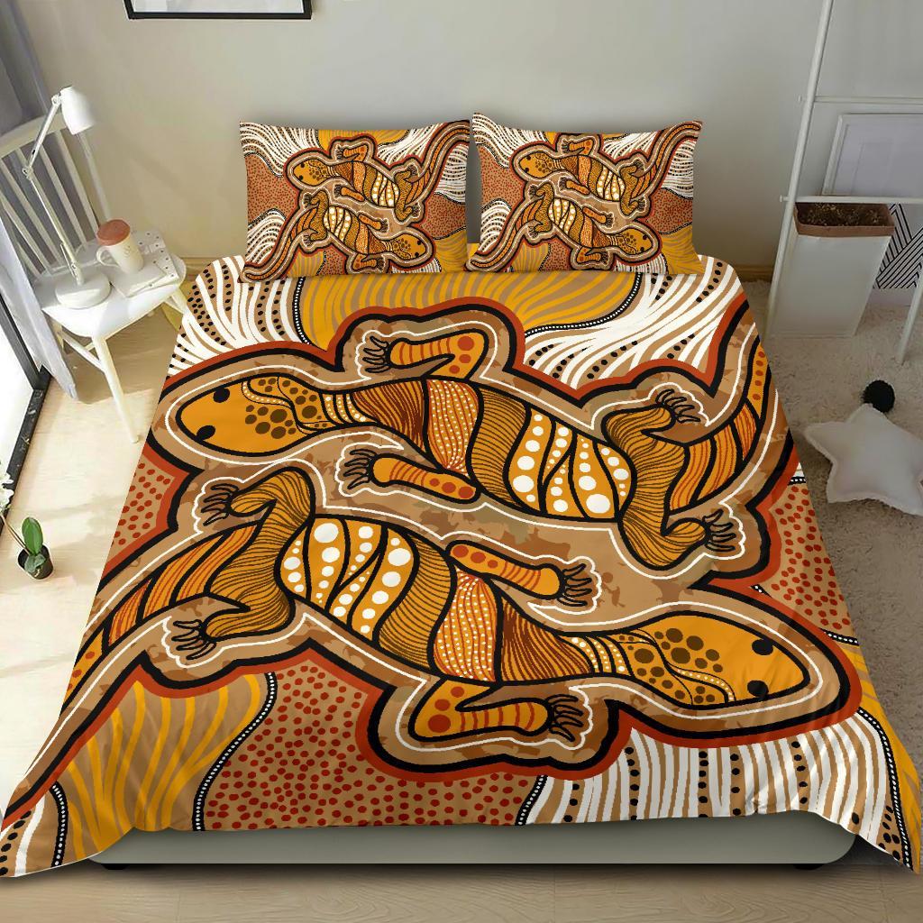 Aboriginal Bedding Set - Indigenous Two Lizard Vintage Stye
