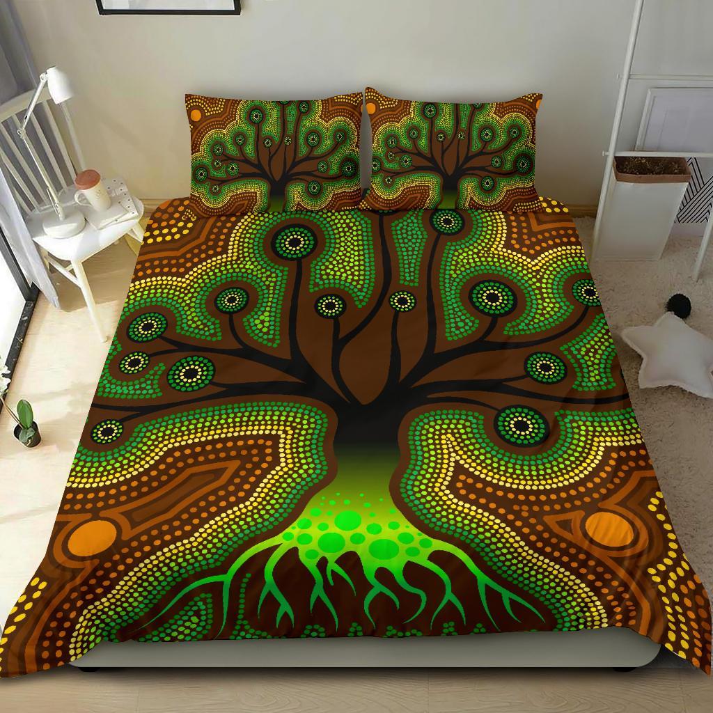 Aboriginal Bedding Set - Tree Dot Painting Art