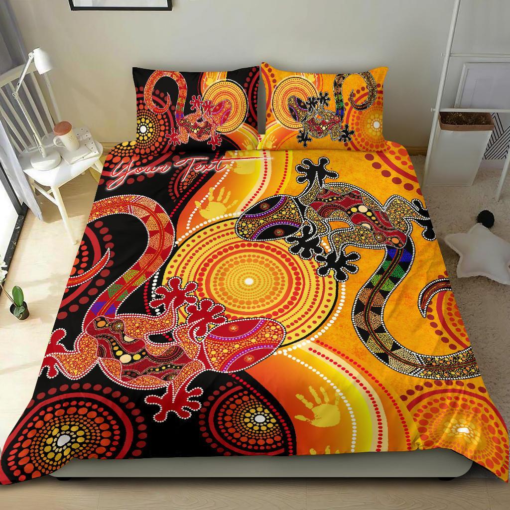 Aboriginal Personalised Bedding Set - Couple Aboriginal Lizards