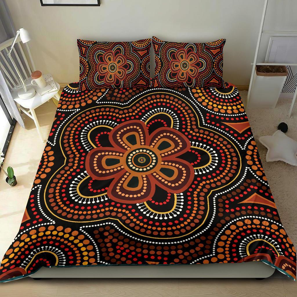 ABoriginal Bedding Set - Aboriginal Dot Painting Flowers Style Ver02
