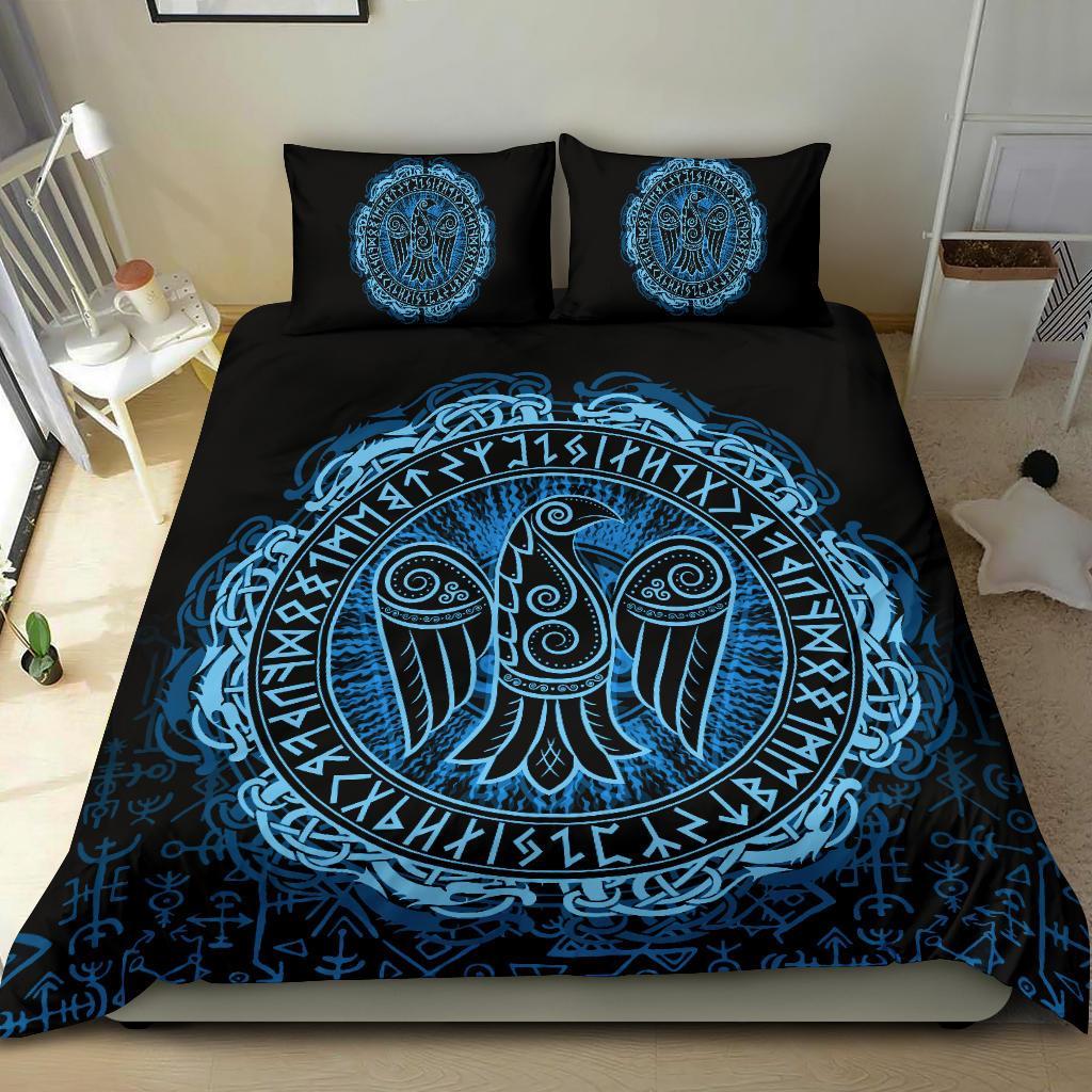 Viking Bedding Set Raven Celtic Cyan