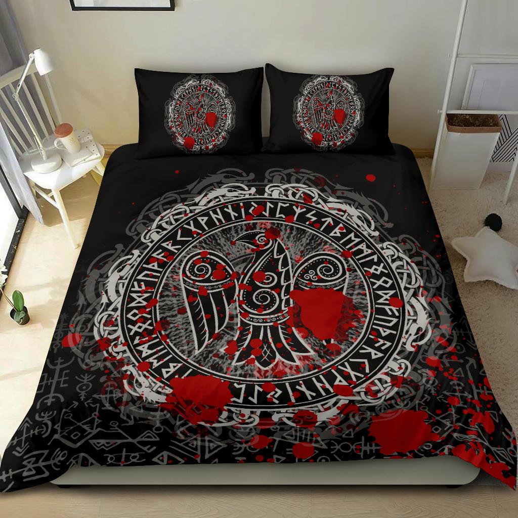 Viking Bedding Set Raven Celtic Tattoo Blood