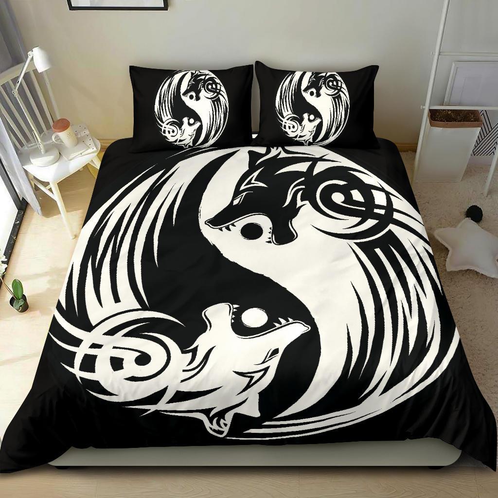 Viking Bedding Set Ying Yang Wolf