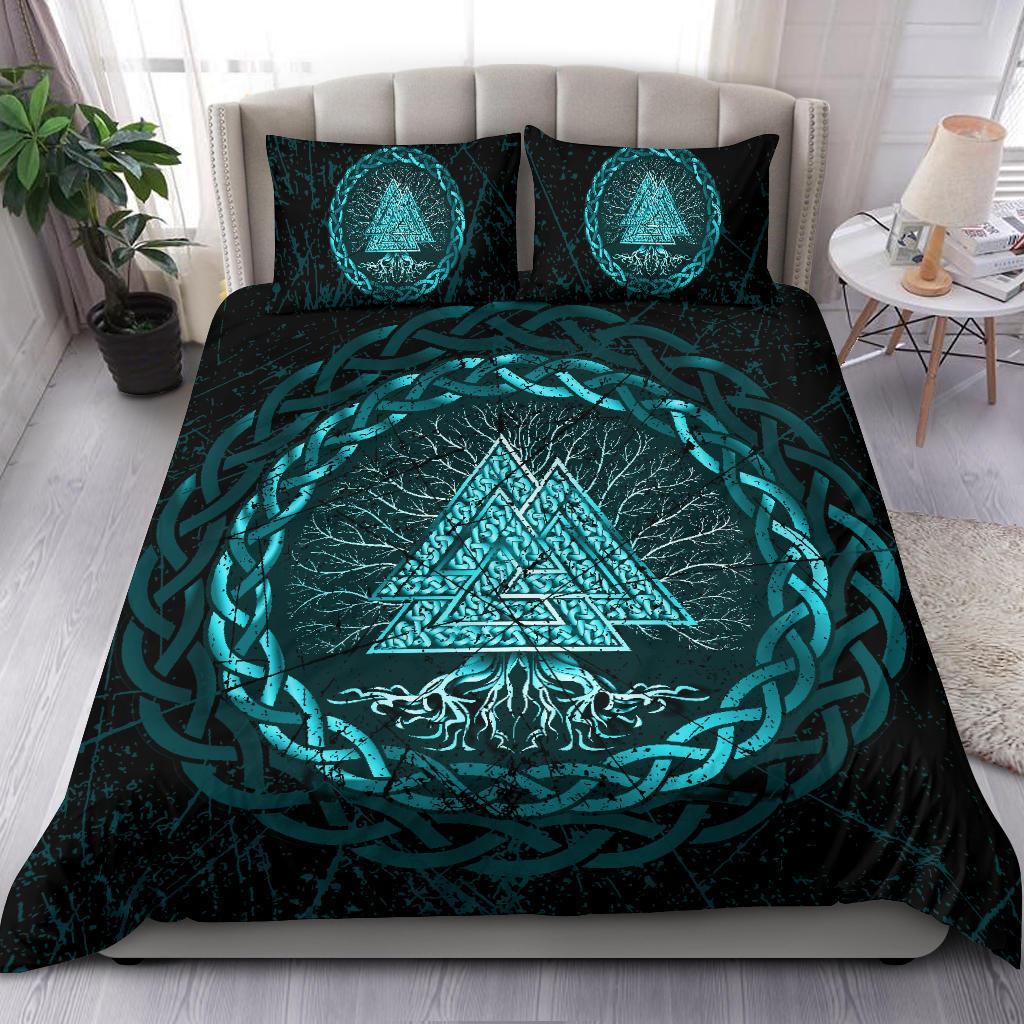 Viking Bedding Set Celtic And Valknut and Tree of Life Yggrdrasil Ver01