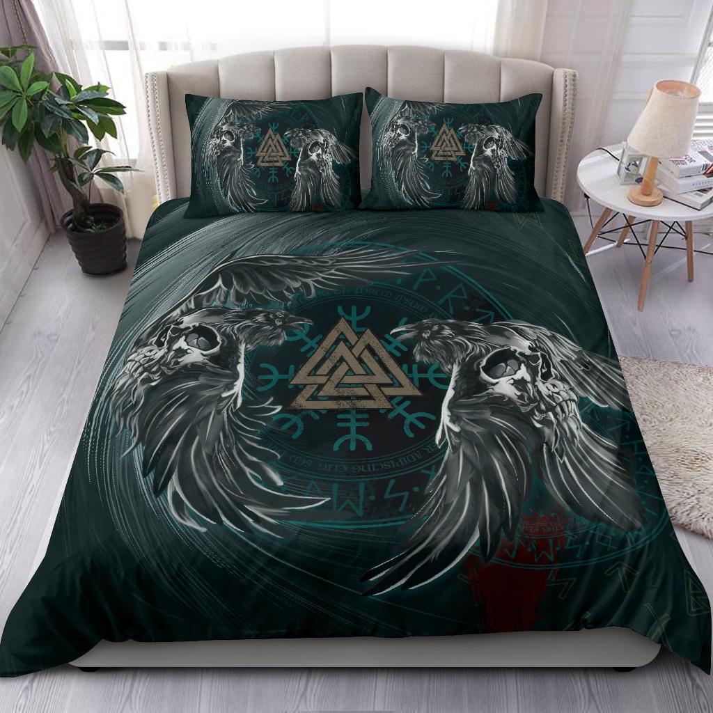 Viking Bedding Set Ravens Skull Tattoo Ver01