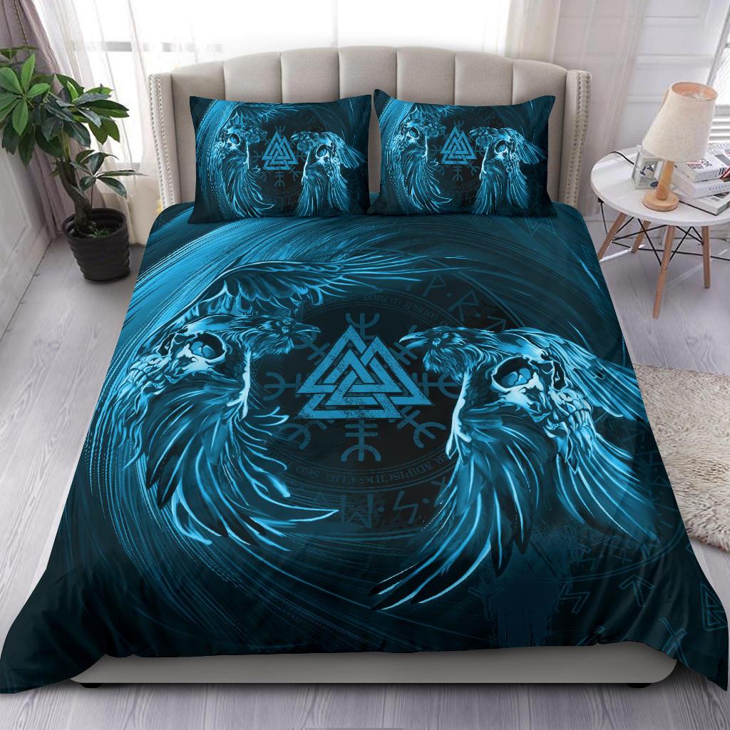 Viking Bedding Set Ravens Skull Tattoo Ver02