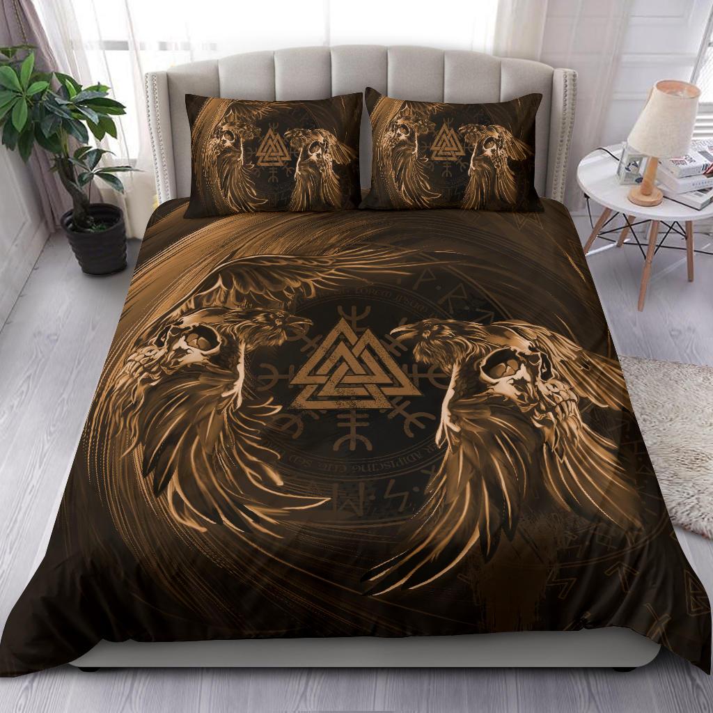 Viking Bedding Set Ravens Skull Tattoo Ver03